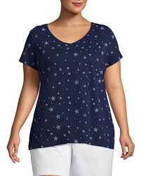 St. John's Bay® Short Sleeve Americana V-Neck Tee - Plus - ADDROS.COM